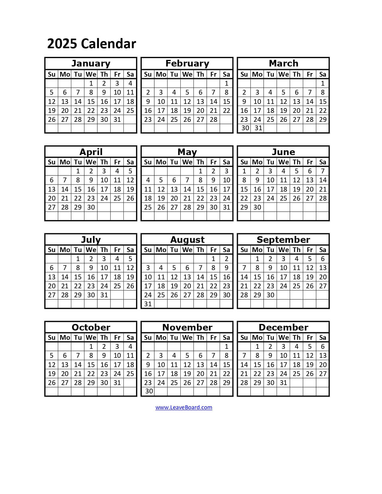 2025 Calendar Printable: Pdf, Excel, With Holidays (Free Download) intended for Printable 2025 W 4 Form