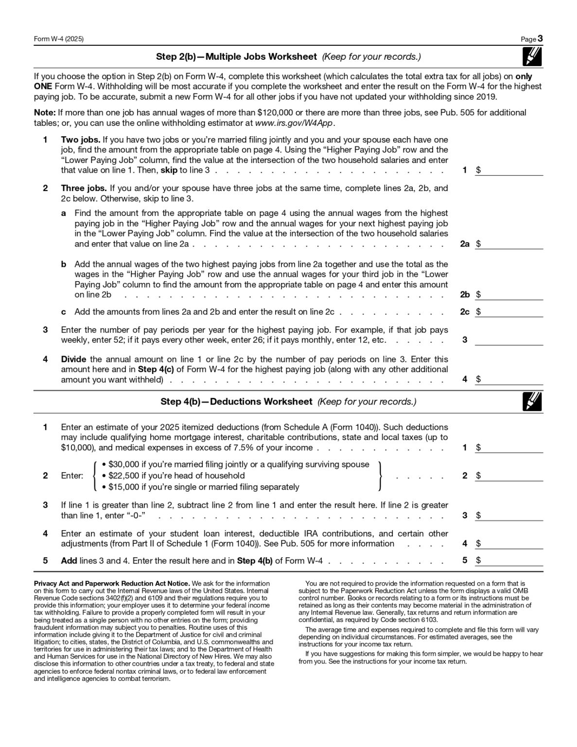 W4 Form 2025 FREE Printable and Fillable (PDF Download)