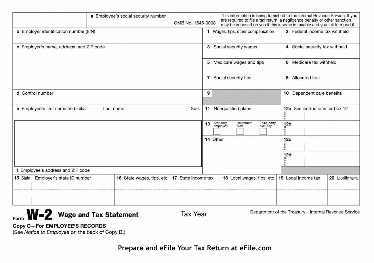 Form W-2, Wage And Tax Statement For Hourly &amp;amp; Salary Workers within W4 Form 2025 Printable Blank