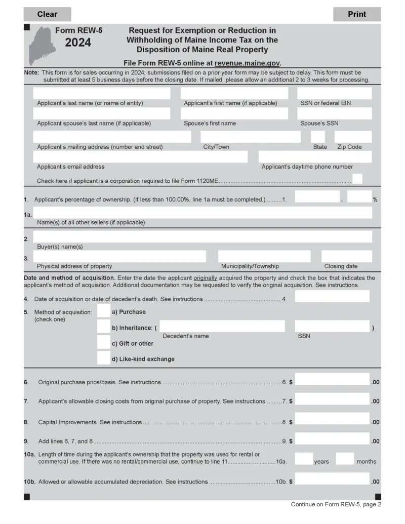 Free 2024 Maine Rew-5 Tax Exemption Request | Printfriendly throughout Maine W4 2025 Form