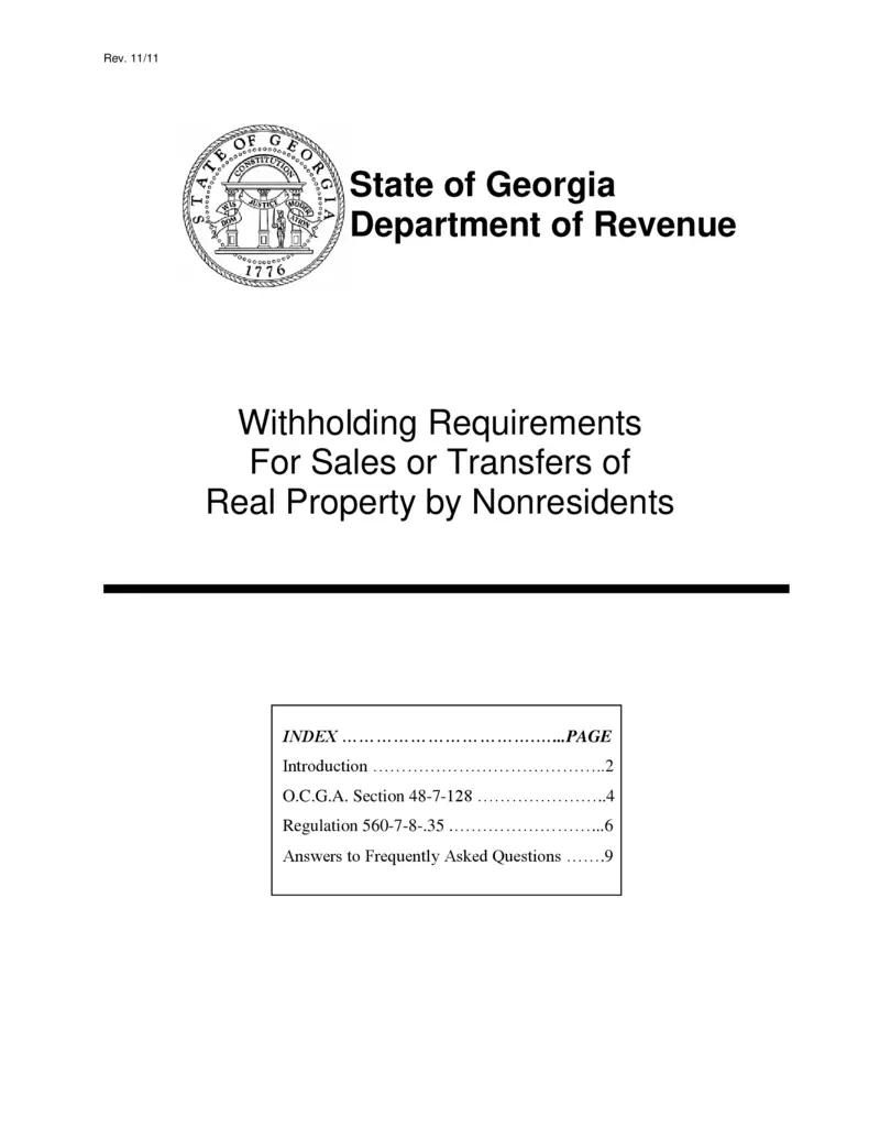 Free Georgia Nonresident Real Property Tax Withholding | Printfriendly with Georgia W4 Form 2025