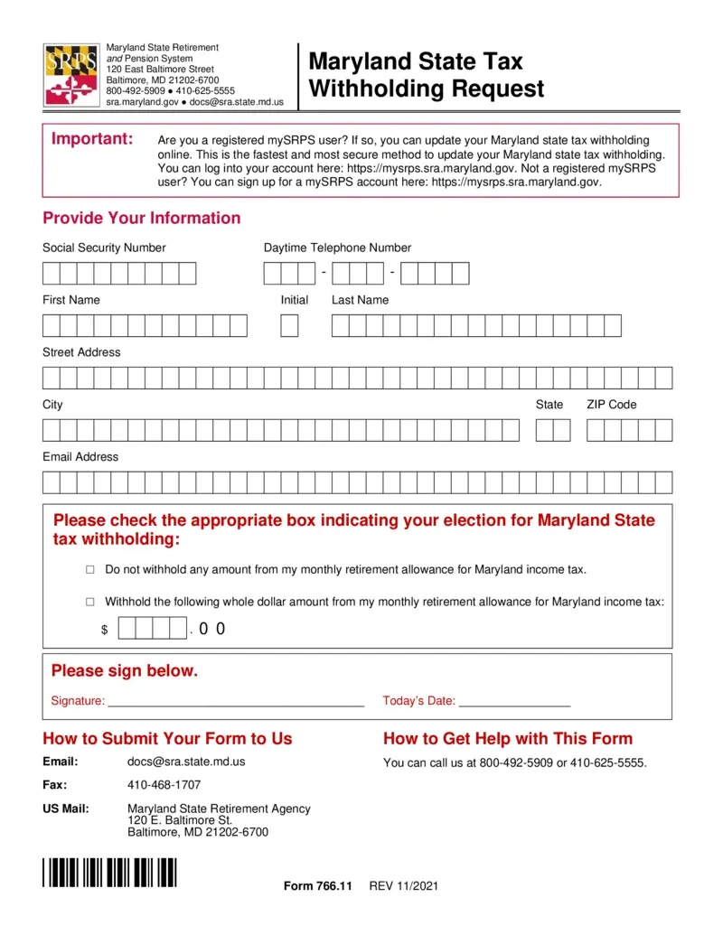 Free Maryland State Tax Withholding Request Form | Printfriendly with regard to Maryland W4 Form 2025