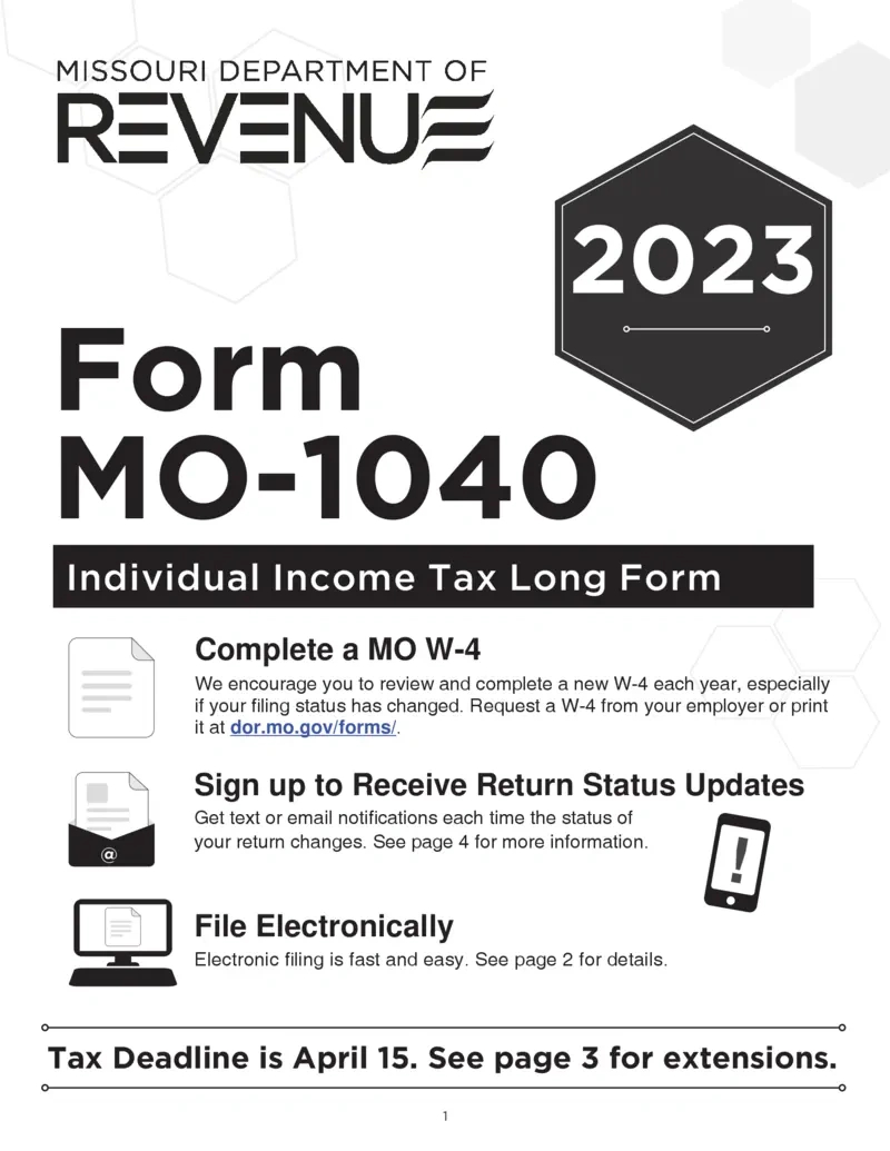 Free Missouri Individual Income Tax Form Mo-1040 Instructions inside W4 Form 2025 Missouri