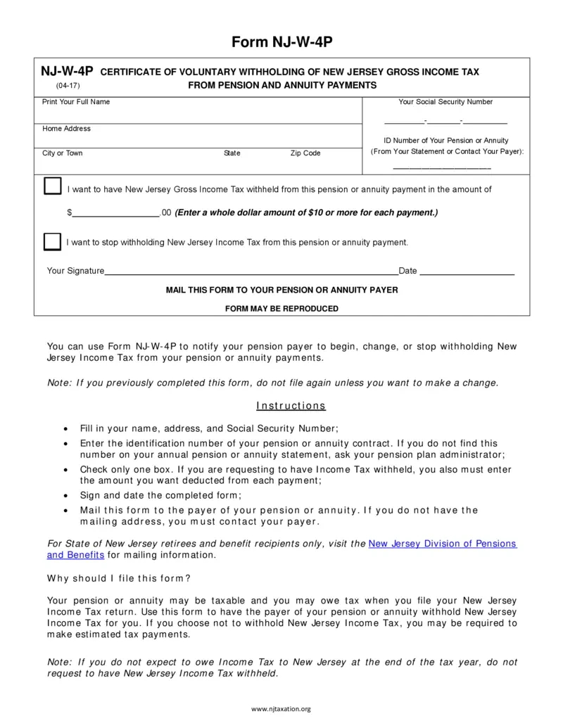 Free Nj-W-4P Certificate Of Withholding For Income Tax | Printfriendly throughout W-4P Form 2025