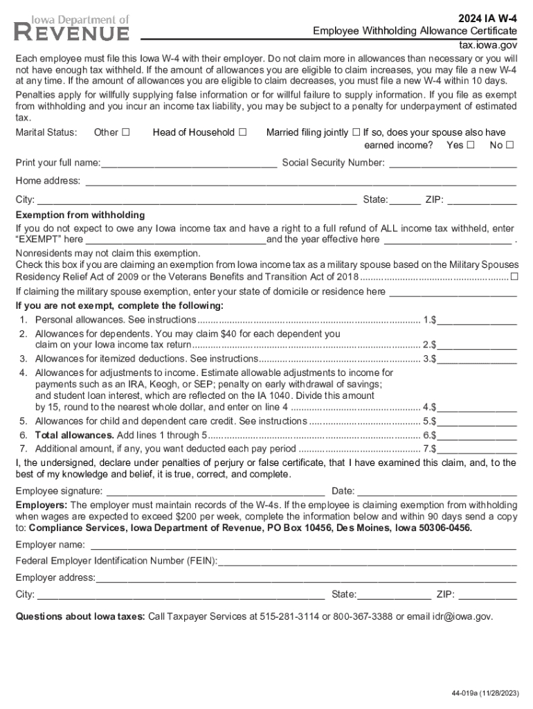 Iowa State Tax Withholding Form: Fill Out &amp; Sign Online | Dochub for Iowa Form W4 2025