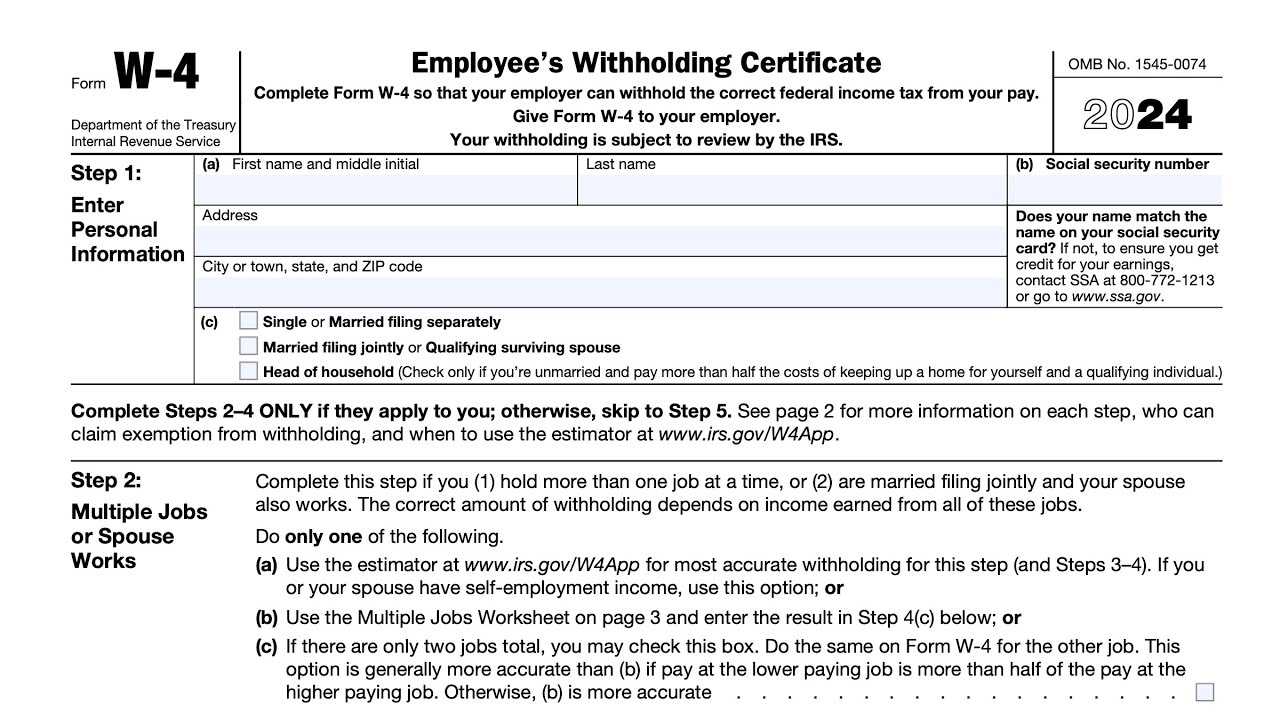 Irs Form W-4 Walkthrough - Archive Copy Only in W4 Form California 2025