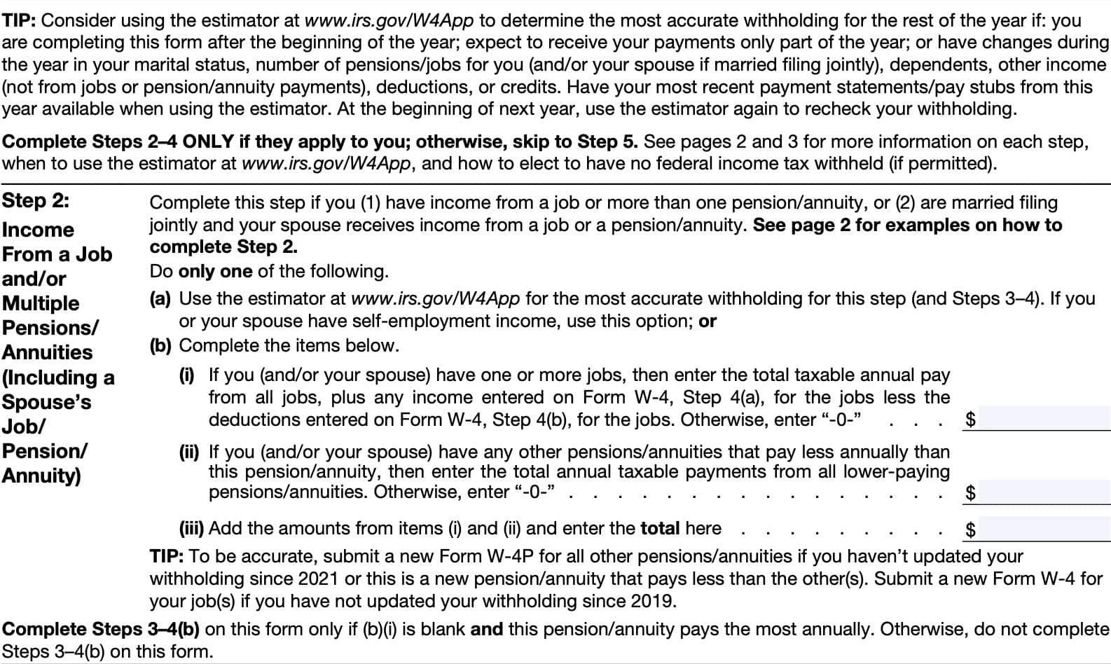 Irs Form W-4P Instructions - Pension &amp;amp; Annuity Tax Withholding regarding W-4P Form 2025