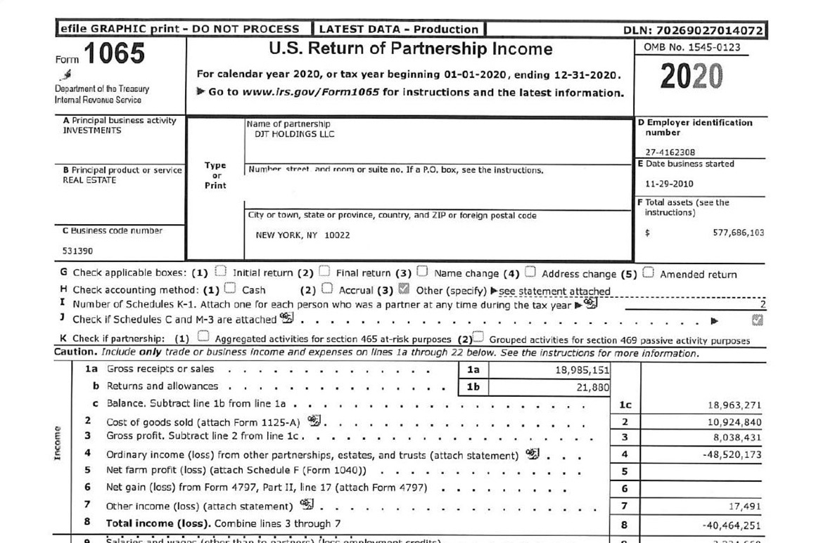 Read Trump&amp;#039;S Unsealed Tax Returns - Politico throughout 2025 Tax Forms Printable PDF