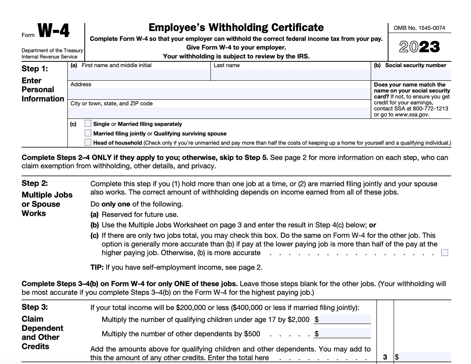 Tax Return 2025 Estimator 2020 with Form W4 2025