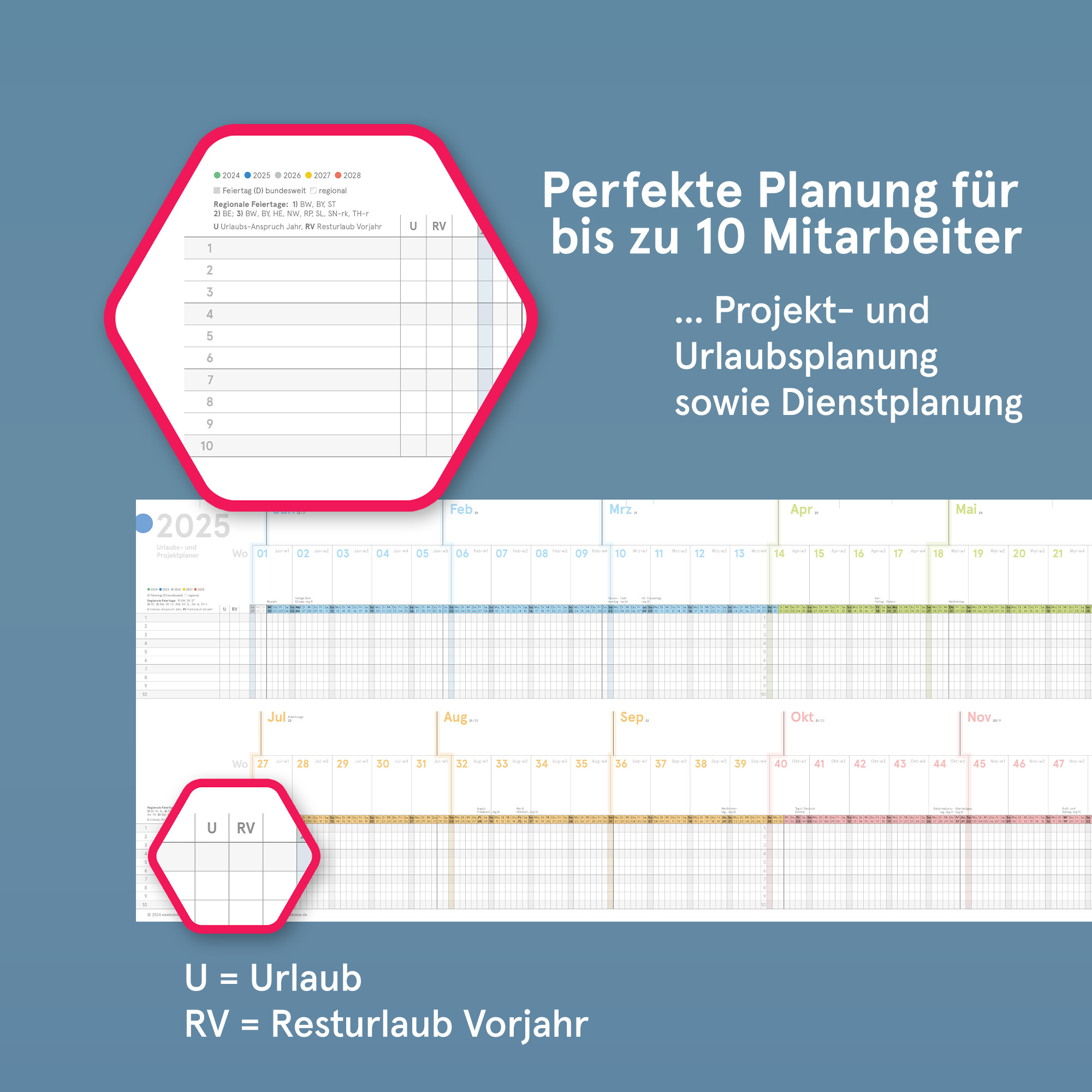 Urlaubs- Und Projektplaner A4 Abwischbar 2025 Gerollt, 82,5X29,5 Cm, Personal- Und Dienstplaner within W4 2025 PDF